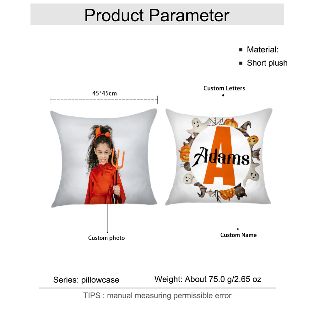 Halloween Gifts Pillowcase Personalised Photo Pumpkin Pillow Cover for Kids-Jessemade AU