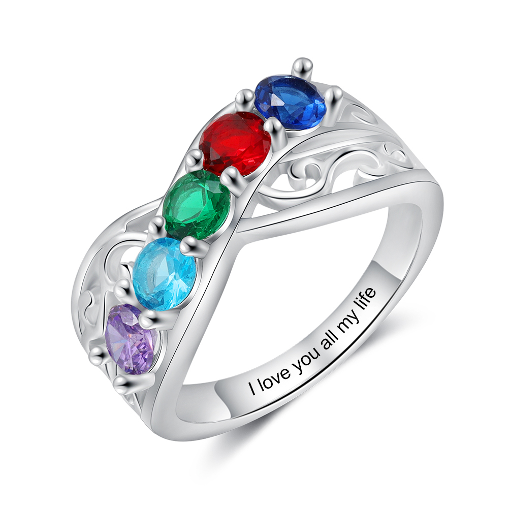 Personalised Mother Ring with 5 Birthstones Ring Gifts for Her-Jessemade AU