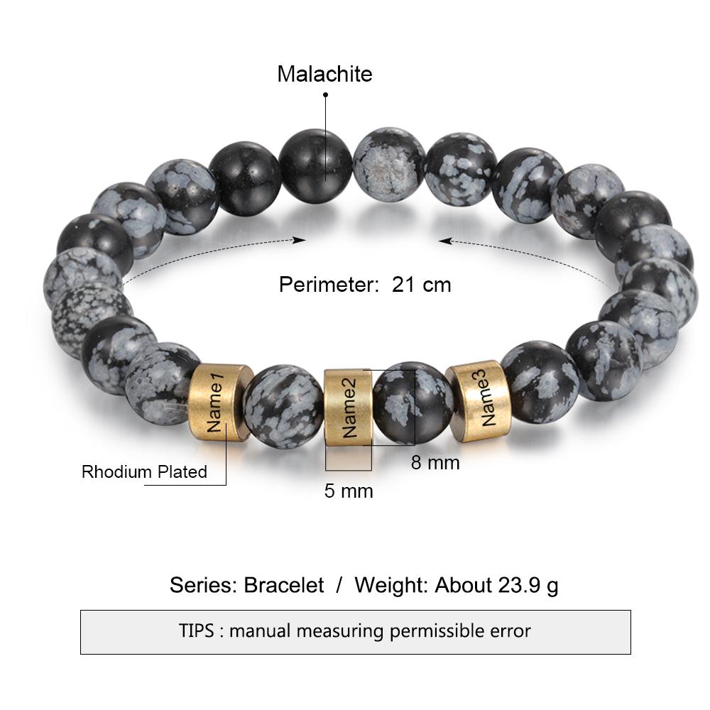 Black Tiger Eye Men's 3 Names Bracelet Gift For him-Jessemade AU