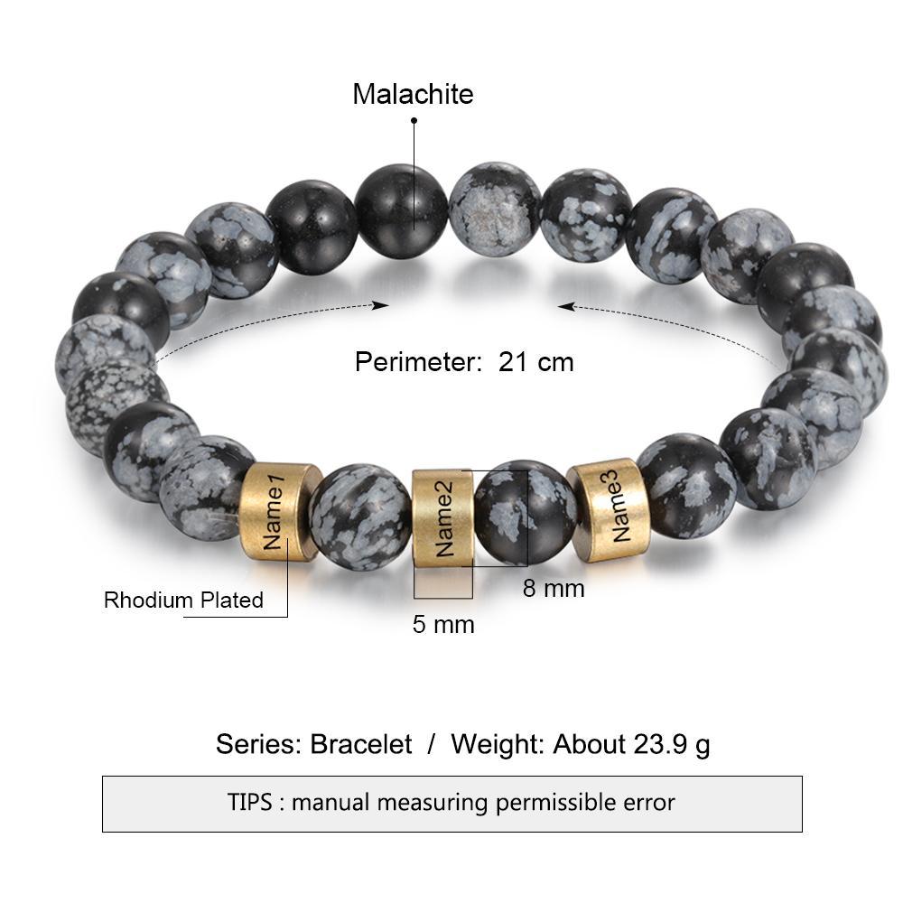 Black Tiger Eye Men's 3 Names Bracelet Gift For him-Jessemade AU