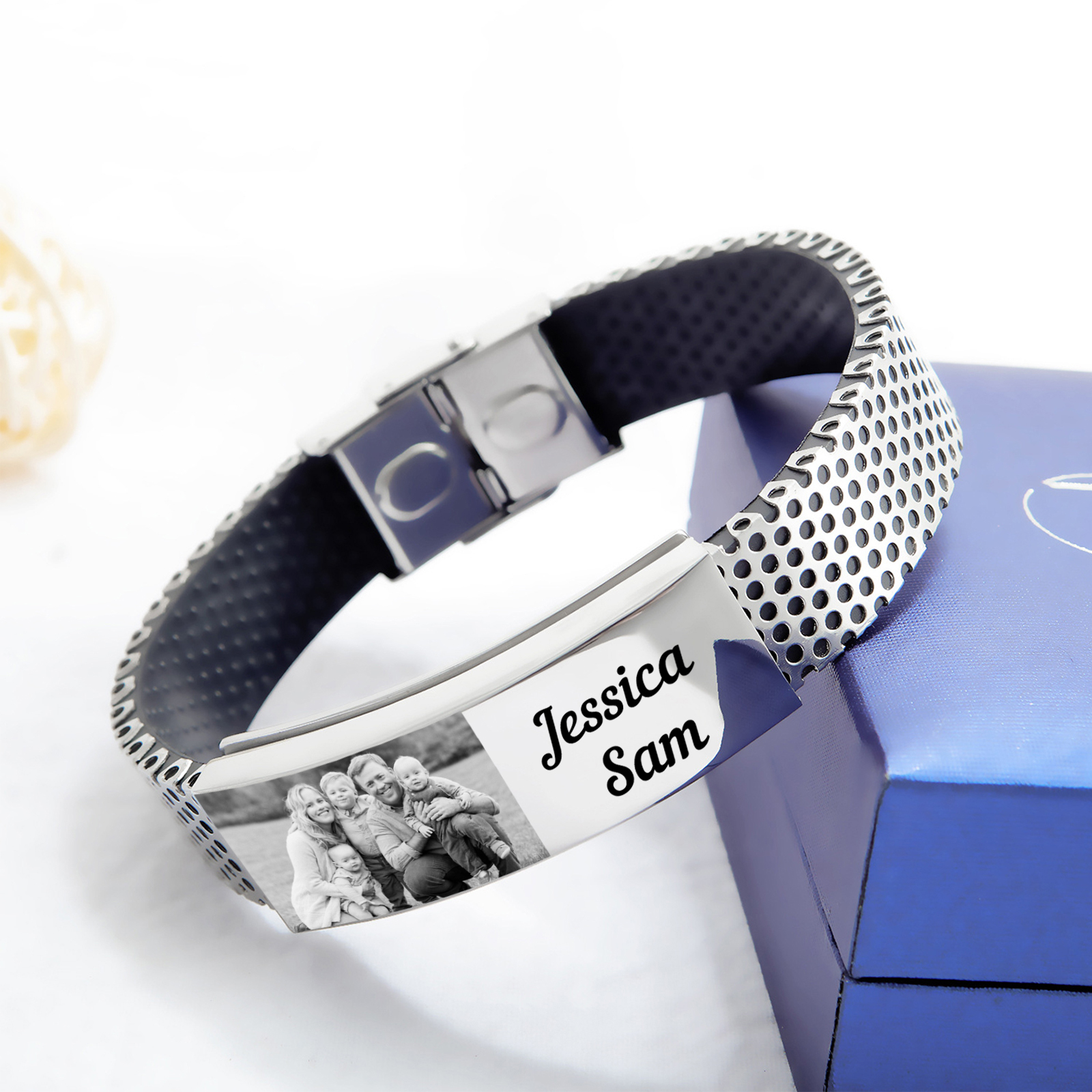 Personalised Photo Bracelet Custom Magnet Men's Bracelet Bangle Gifts For Him-Jessemade AU