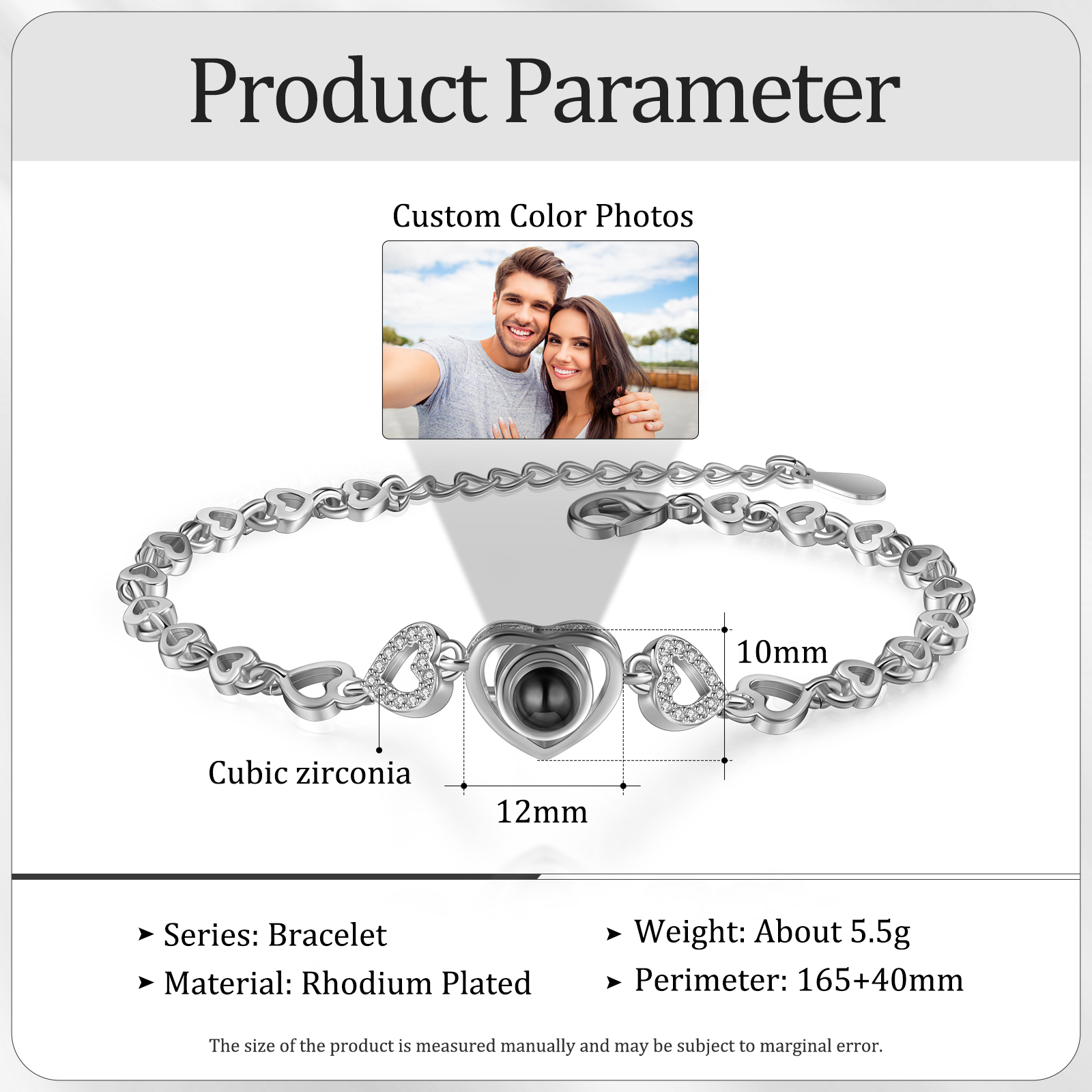 Heart Chain Projection Bracelet Personalised Photo Bracelet Creative Gift for Her-Jessemade AU