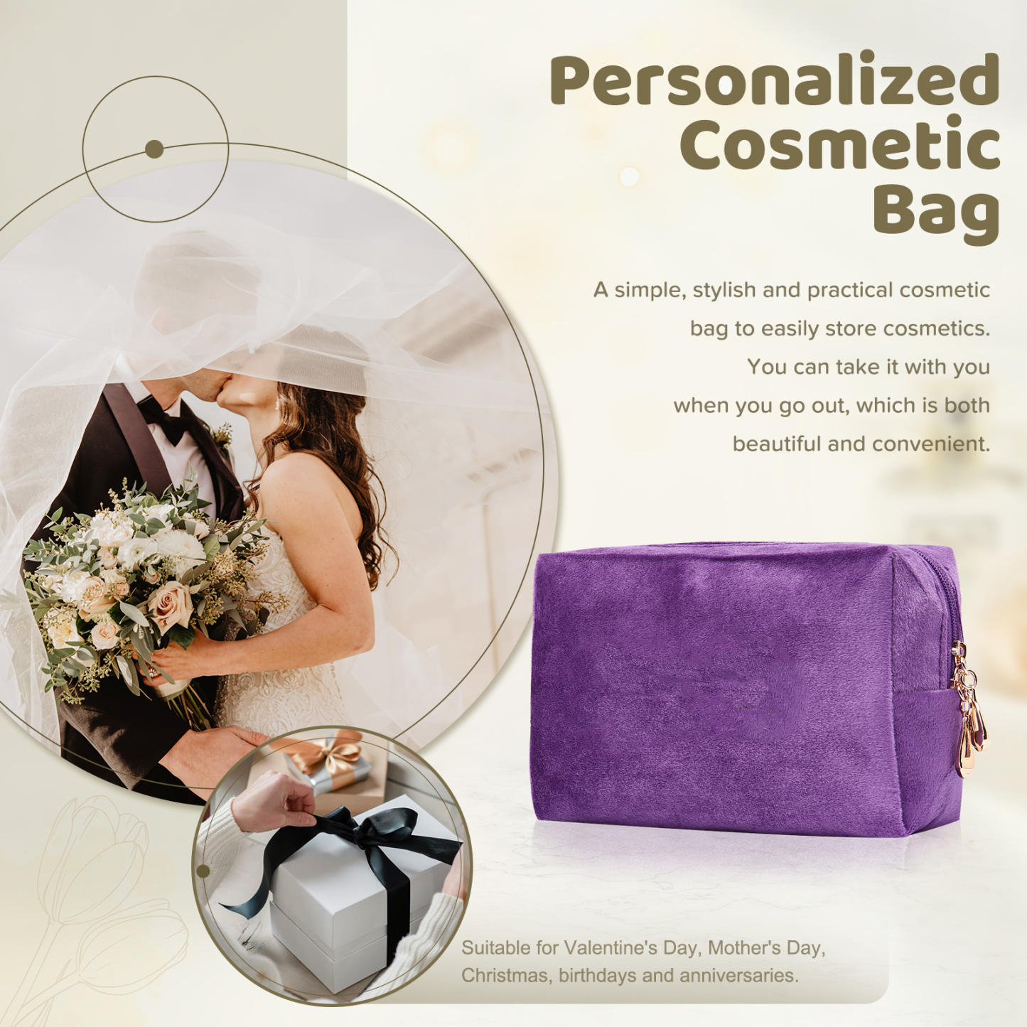 Cosmetic Bag Zipper Makeup Bag Jewelry Storage Bag Gifts for Ladies Girls-Jessemade AU