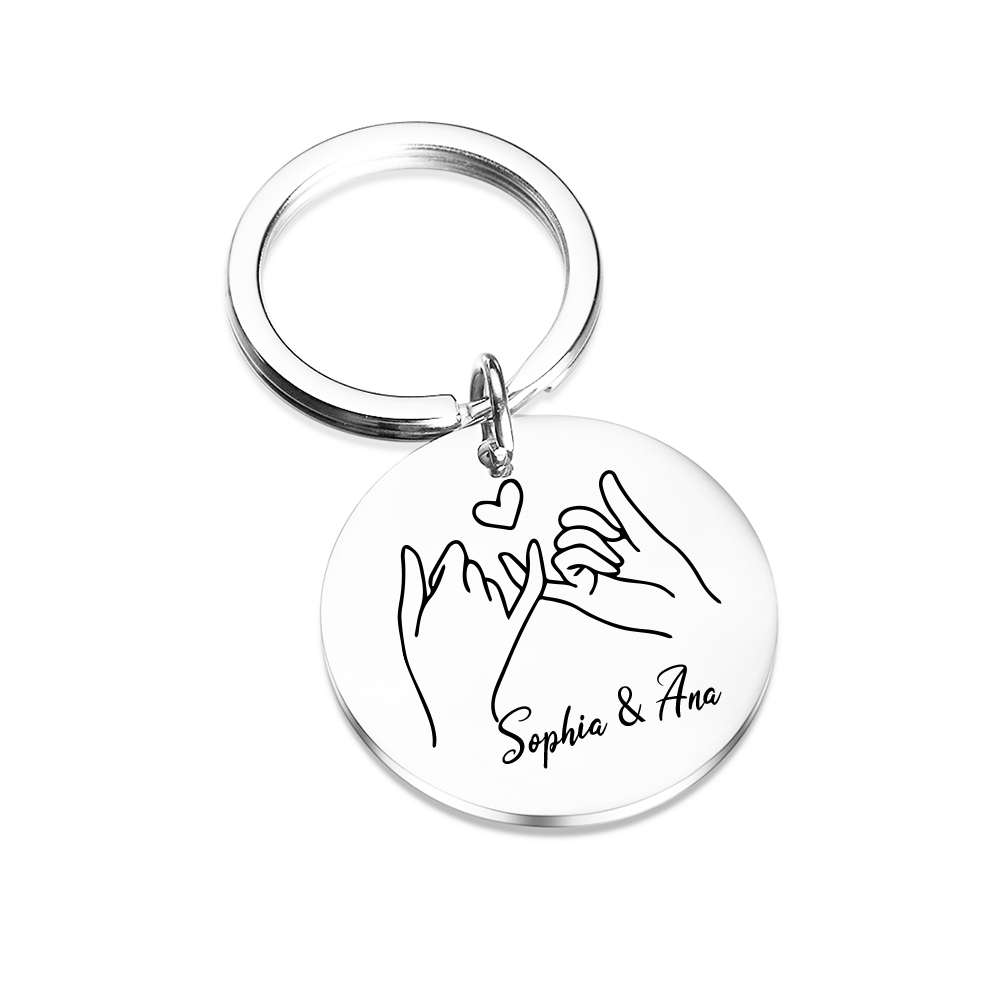 Personalised Round Keychain Custom Text Keyring Pinky Swear Gift For Friend/Sister/Bestie-Jessemade AU