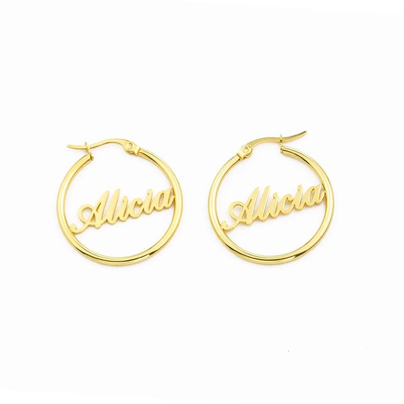 Personalised Name Hoop Earrings for Her-Jessemade AU