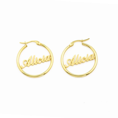 Personalised Name Hoop Earrings for Her-Jessemade AU