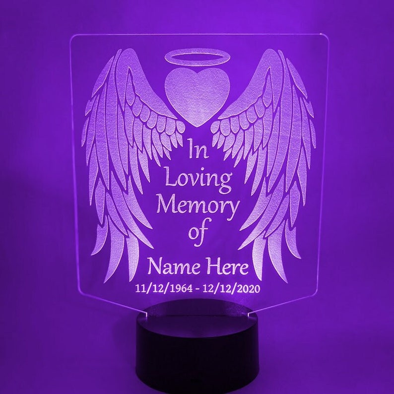 Personalised 7 Colours Changing Night Light Custom Name Wings Memorial LED Lamp Gifts For Lover-Jessemade AU