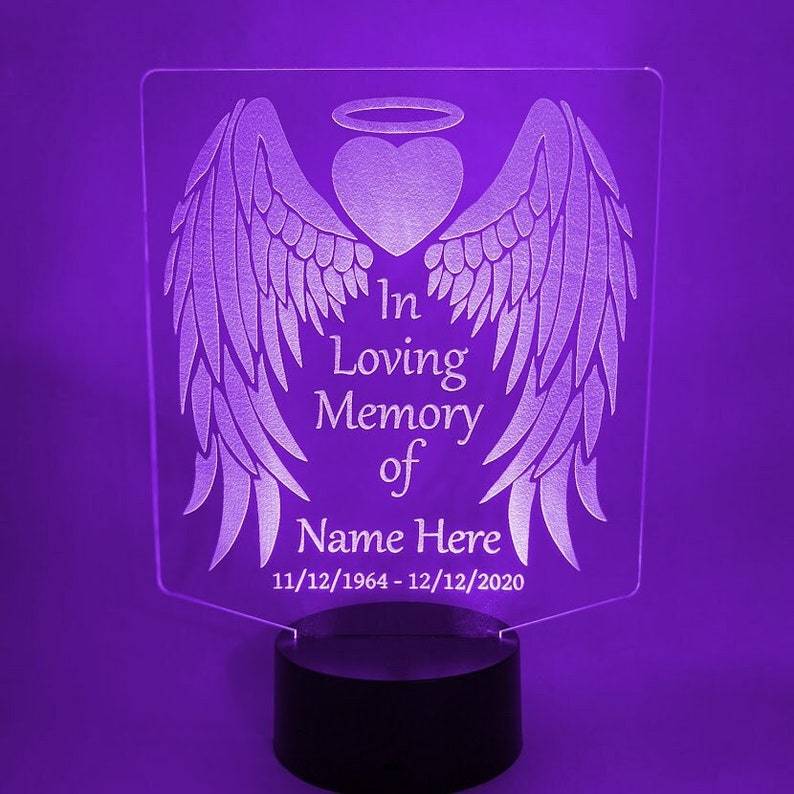 Personalised 7 Colours Changing Night Light Custom Name Wings Memorial LED Lamp Gifts For Lover-Jessemade AU