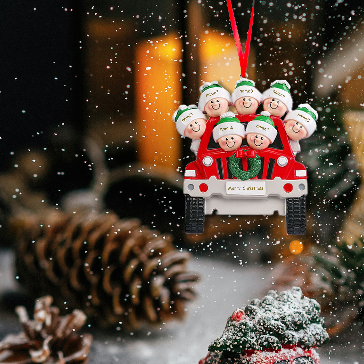 Personalised Family Car Christmas Tree Ornament with 7 Names Xmas Ornaments-Jessemade AU