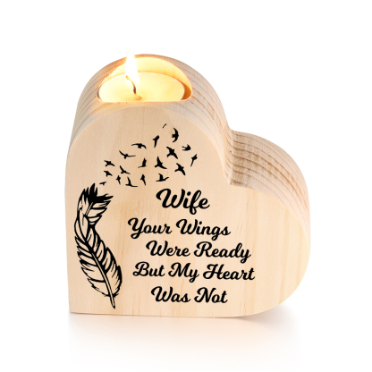 To My Wife Wooden Heart Candle Holder Memorial Candlesticks "Your Wings Were Ready"-Jessemade AU