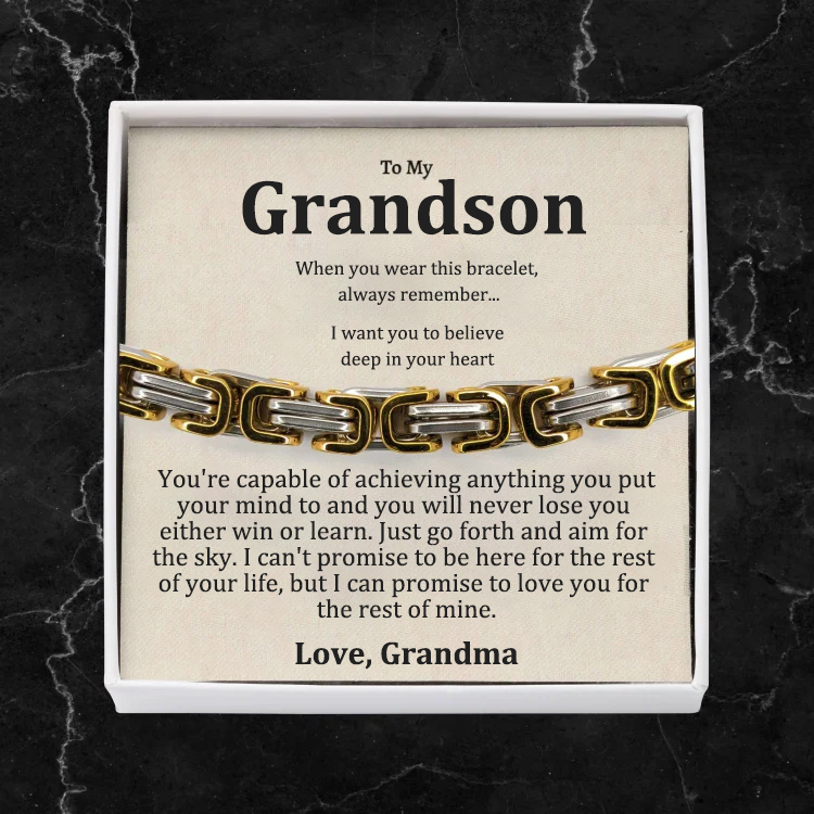 To My Grandson I'll always carry you in my heart Cuban Link Bracelet Stainless Steel Bracelet Warm Gift-Jessemade AU