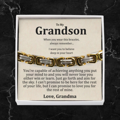 To My Grandson I'll always carry you in my heart Cuban Link Bracelet Stainless Steel Bracelet Warm Gift-Jessemade AU