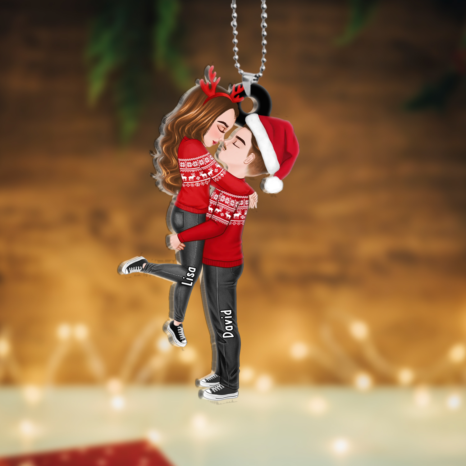 Personalised Couple Hugging Christmas Ornaments Customised 2 Names Acrylic Hanging Ornament Gifts for Couples-Jessemade AU