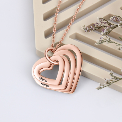 Personalised Love Necklace with 4 Heart Pendant Engraved Name Gifts for Her-Jessemade AU