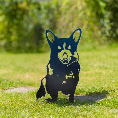 Corgi Metal Dog Silhouette Garden Yard Decoration-Jessemade AU