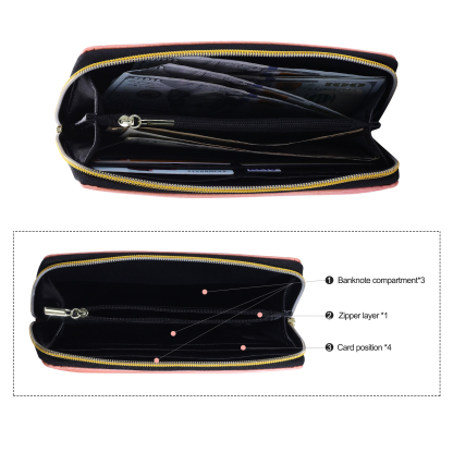 Long Purse Personalised Leather Wallet Engraved 4 Photos Zip Wallet Gifts for Her-Jessemade AU