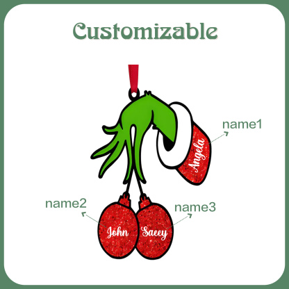 3 Names -Personalised Wooden Christmas Ornaments Customised Name Grinch Christmas Ornament Gifts for Family Friends-Jessemade AU