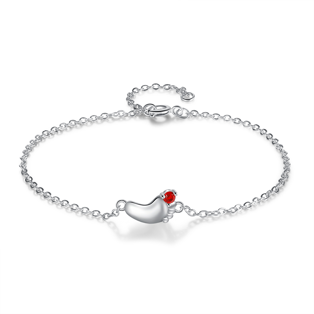Personalised Baby Foot Bracelet With 1 Birthstone Engraved Names Gift For Mother-Jessemade AU