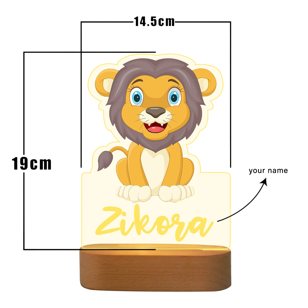 Custom Name Animal Lion Night Light LED Lamp Gifts For Kids-Jessemade AU