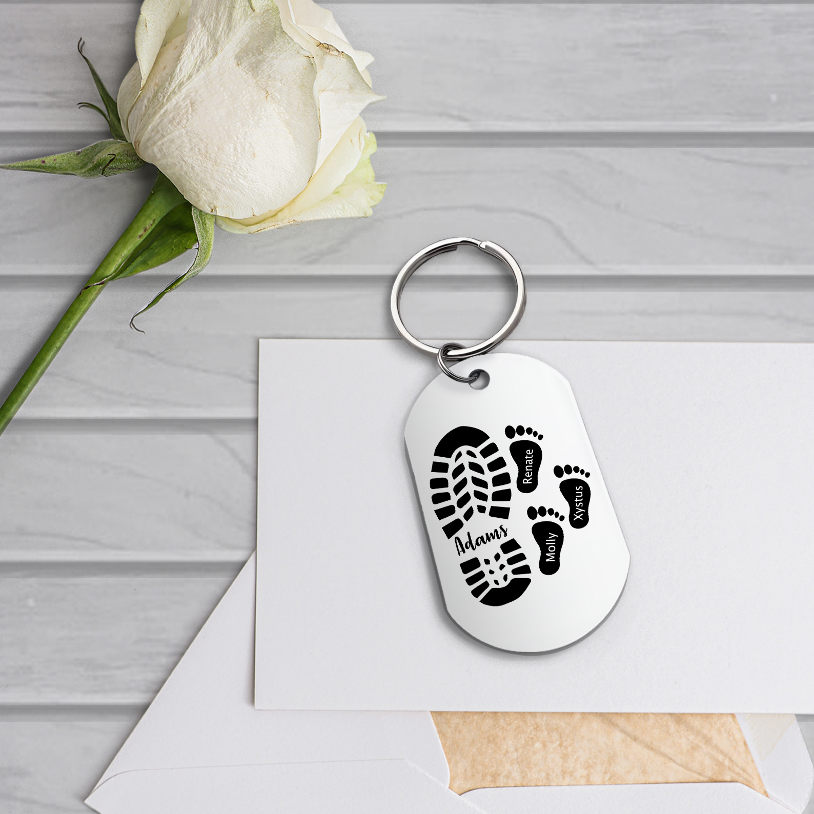 Personalised 4 Names Keychain Custom Dad Shoe Baby Foot Keychain Father's Day Gifts-Jessemade AU