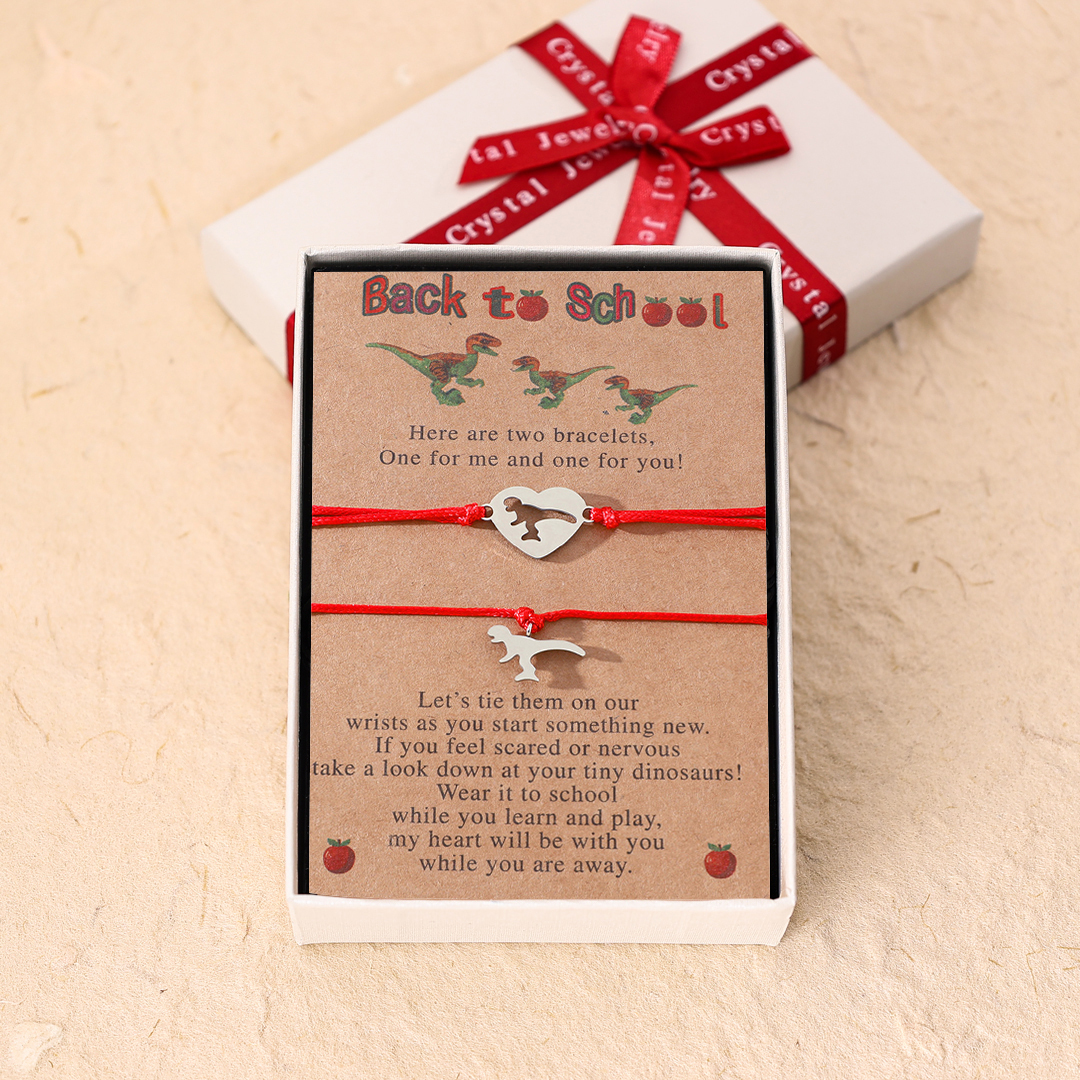 Back to School Matching Wish Dinosaur Bracelets Set for Women Teen Girls Boys-Jessemade AU