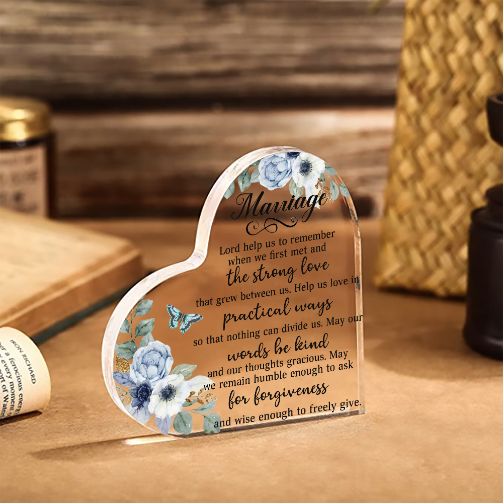 Marriage Acrylic Heart Keepsake Couple Ornament Valentine's Day Gift For Him/Her-Jessemade AU