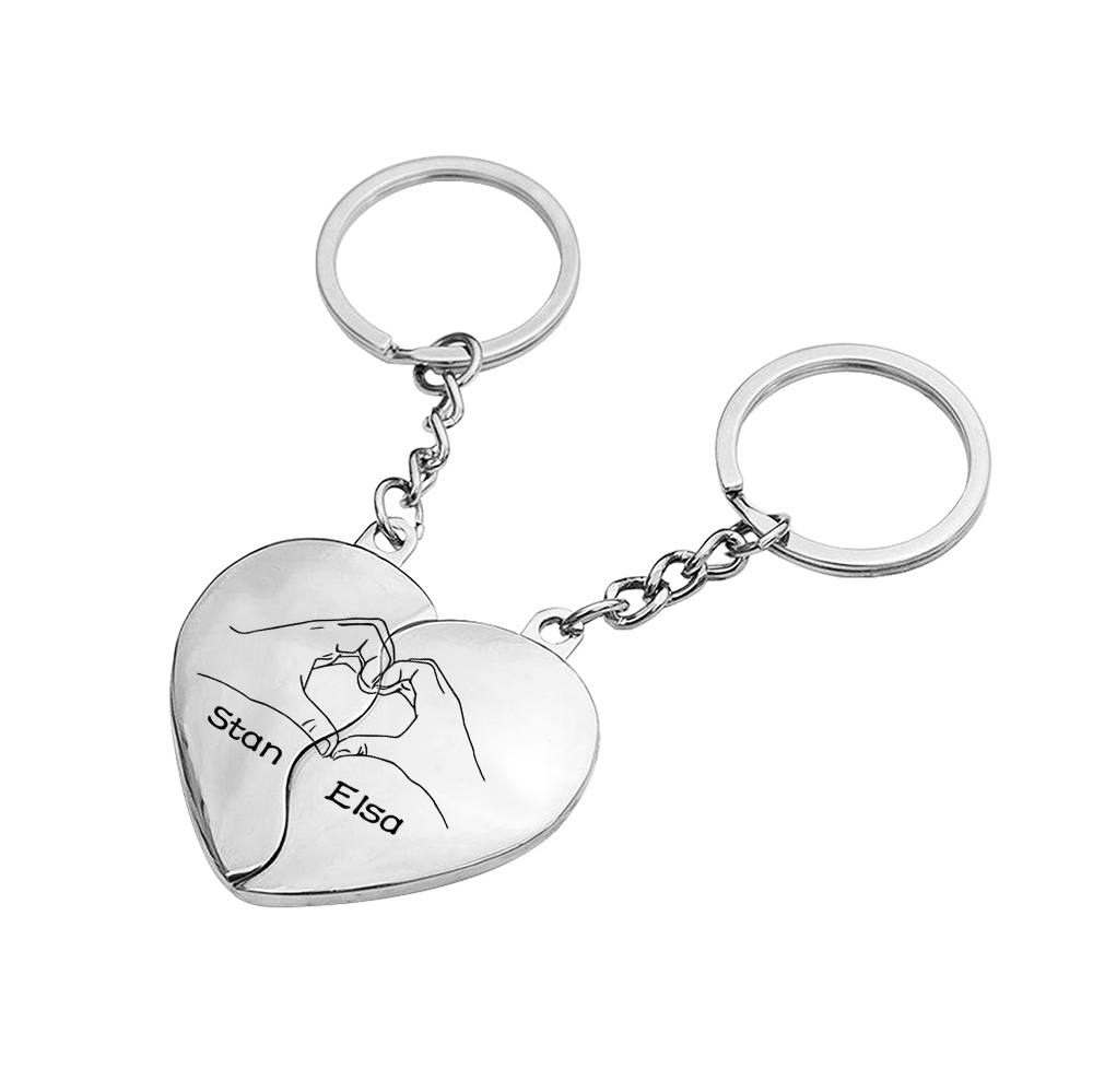 Personalised Couple Keychain Custom 2 Names Keyring Matching Couple Gifts Valentine's Day Gift for Him/Her-Jessemade AU
