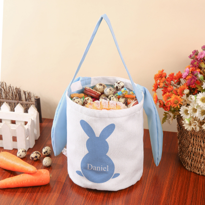 Bunny Tote Bag Personalised Name Bucket Bag Bunny Basket Easter Gifts-Jessemade AU
