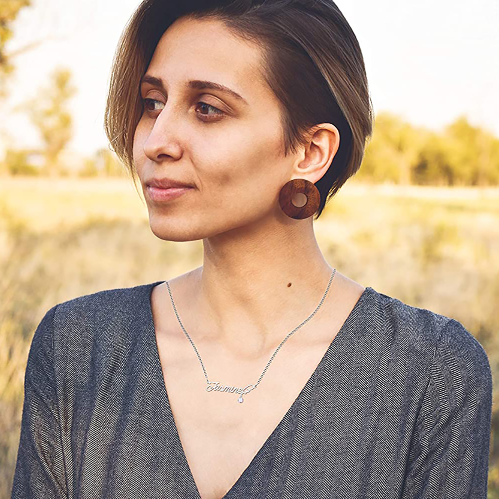 Personalised Wings Necklace With Birthstone Custom 1 Name Necklace Gift For Women-Jessemade AU