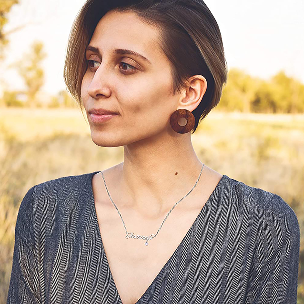 Personalised Wings Necklace With Birthstone Custom 1 Name Necklace Gift For Women-Jessemade AU