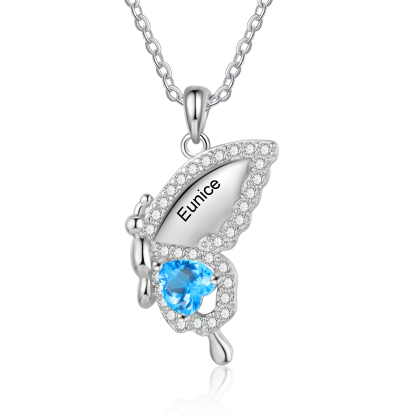Butterfly Necklace Set Customised Birthstones & Names Necklace Mother and Daughter Necklaces Birthday Gift for Friends-Jessemade AU
