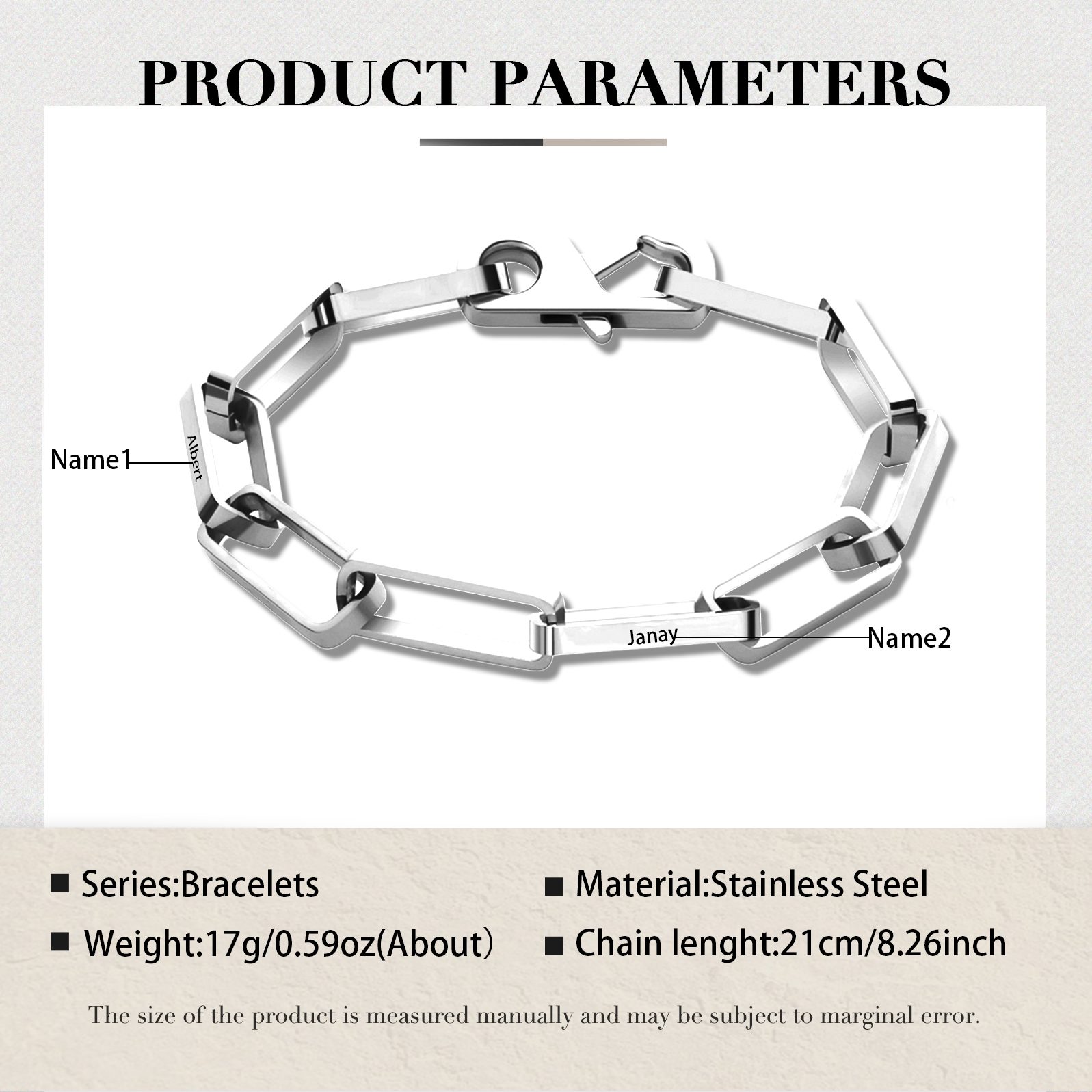 Personalised Men's Bracelet Custom 2 Names Stainless Steels Bracelet Father's Day Gifts for Him-Jessemade AU