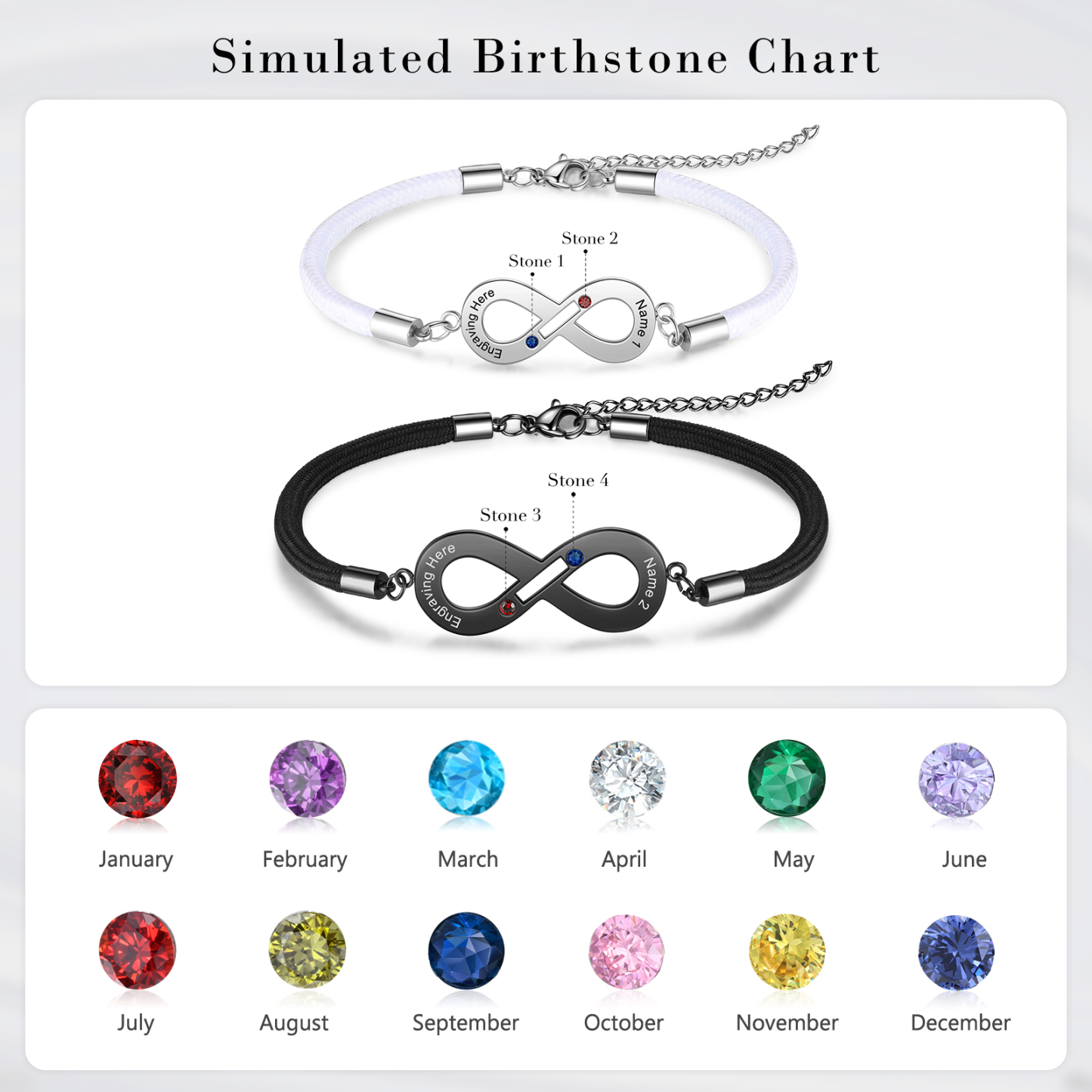 Valentines Day Gifts Personalised Matching Couple Bracelet Custom Names Infinity Love For Couple-Jessemade AU