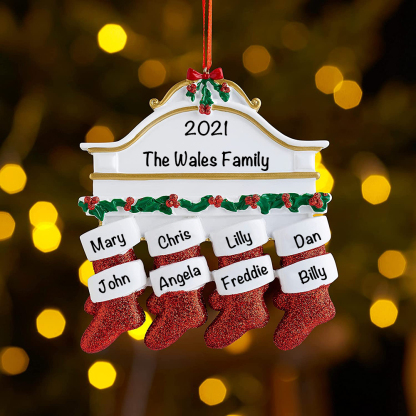 Personalised Red Stockings Ornament Custom 8 Names Gifts for Family-Jessemade AU