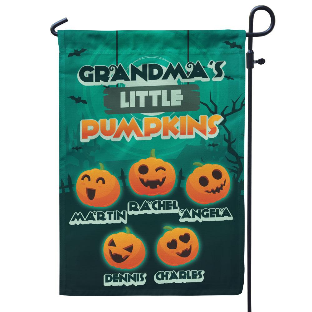 Personalised Halloween Garden Flag Custom 5 Names Flag "Grandma's Little Pumpkins"-Jessemade AU