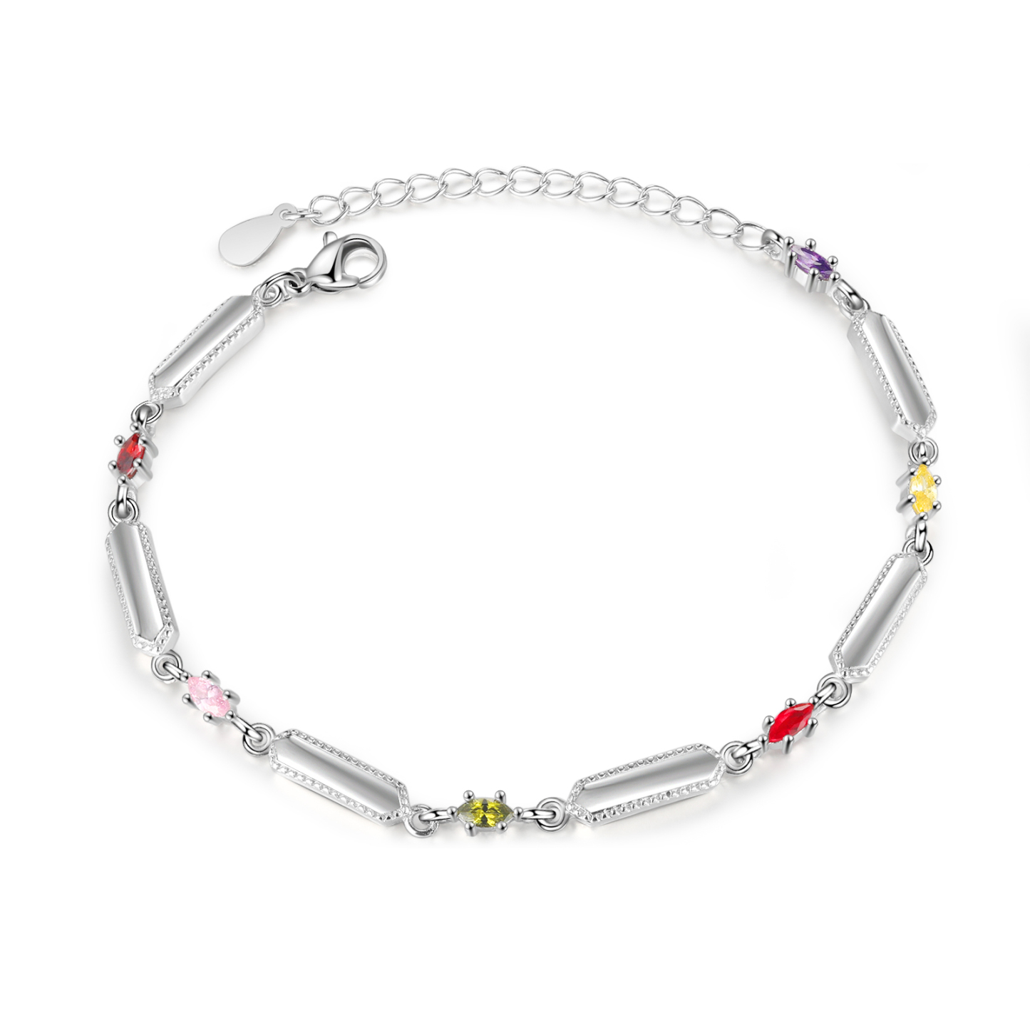 Custom Birthstone Bracelet with 6 Names Personalised Family Bracelet-Jessemade AU
