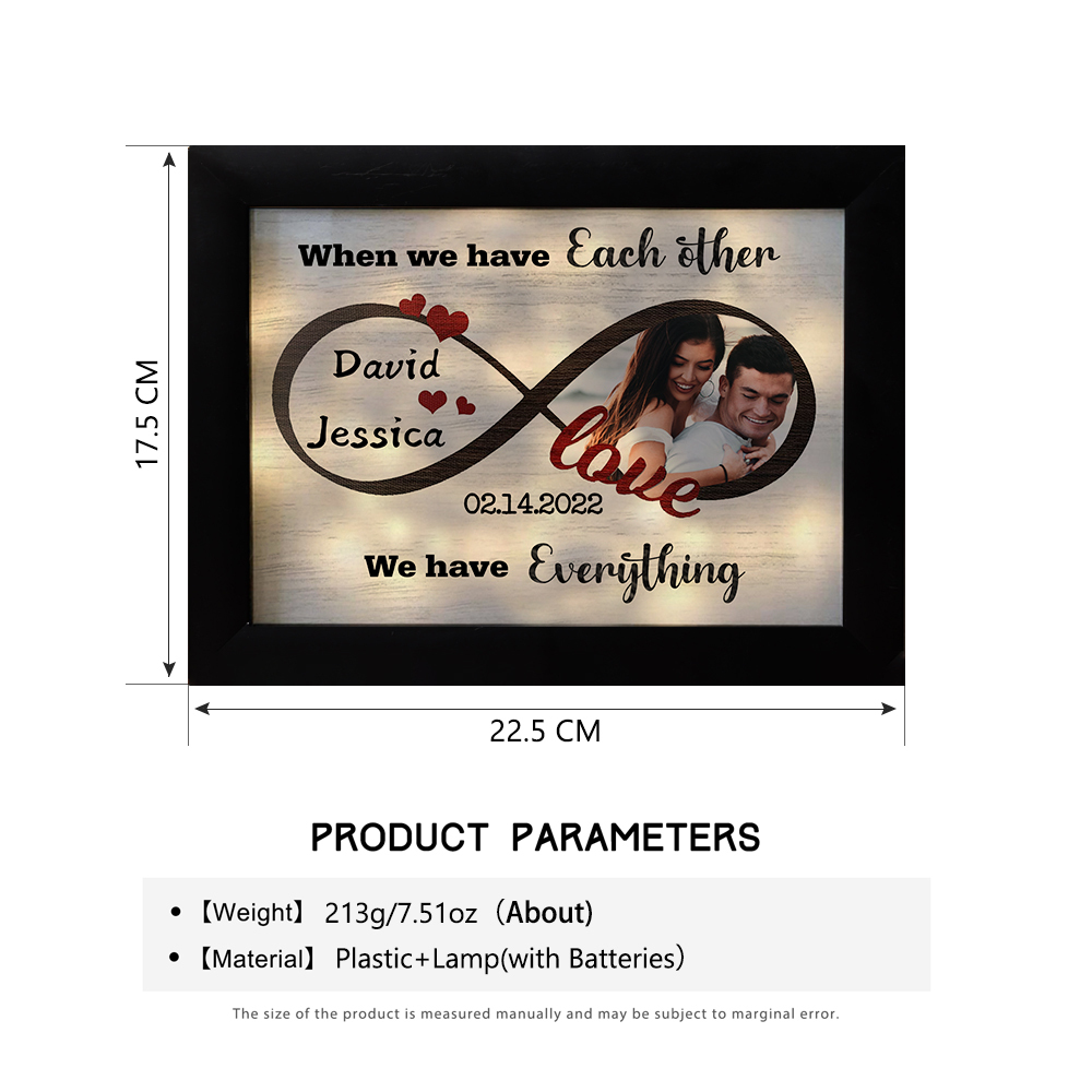 Personalised Photo Frame Custom 2 Names & Date Frame With Night Light Anniversary Gift For Her/Him - When We Have Each Other, We Have Everything-Jessemade AU