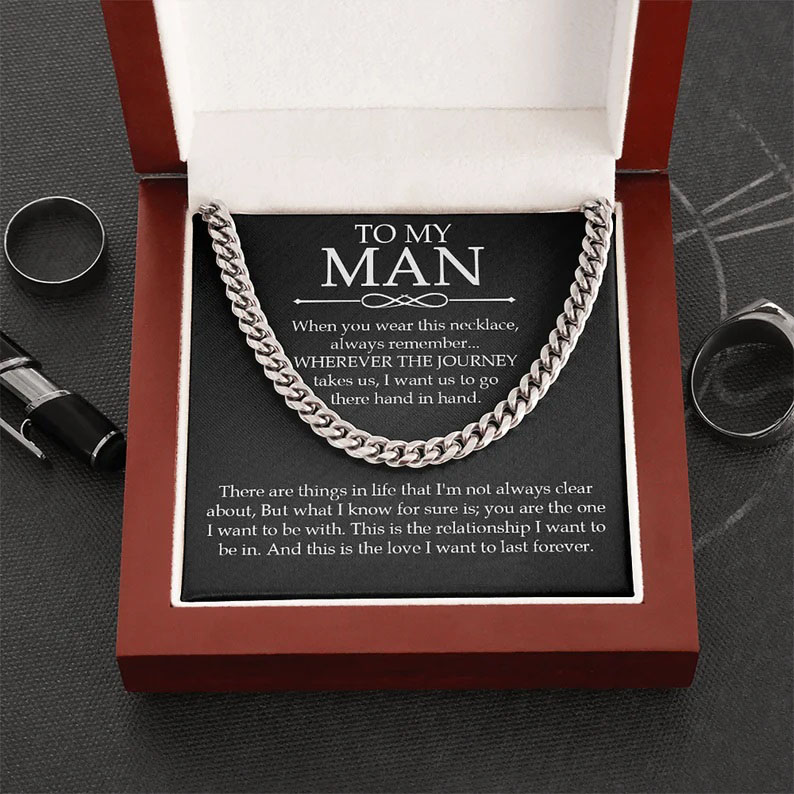 To My Man-Cuban Link Chain Necklace Gift Set "You are The One I Want to be With"-Jessemade AU