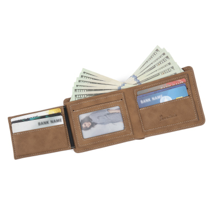 Personalised Monogram Wallet Custom Photo & Name & Letter Men's Leather Wallet Father's Day Gifts for Him