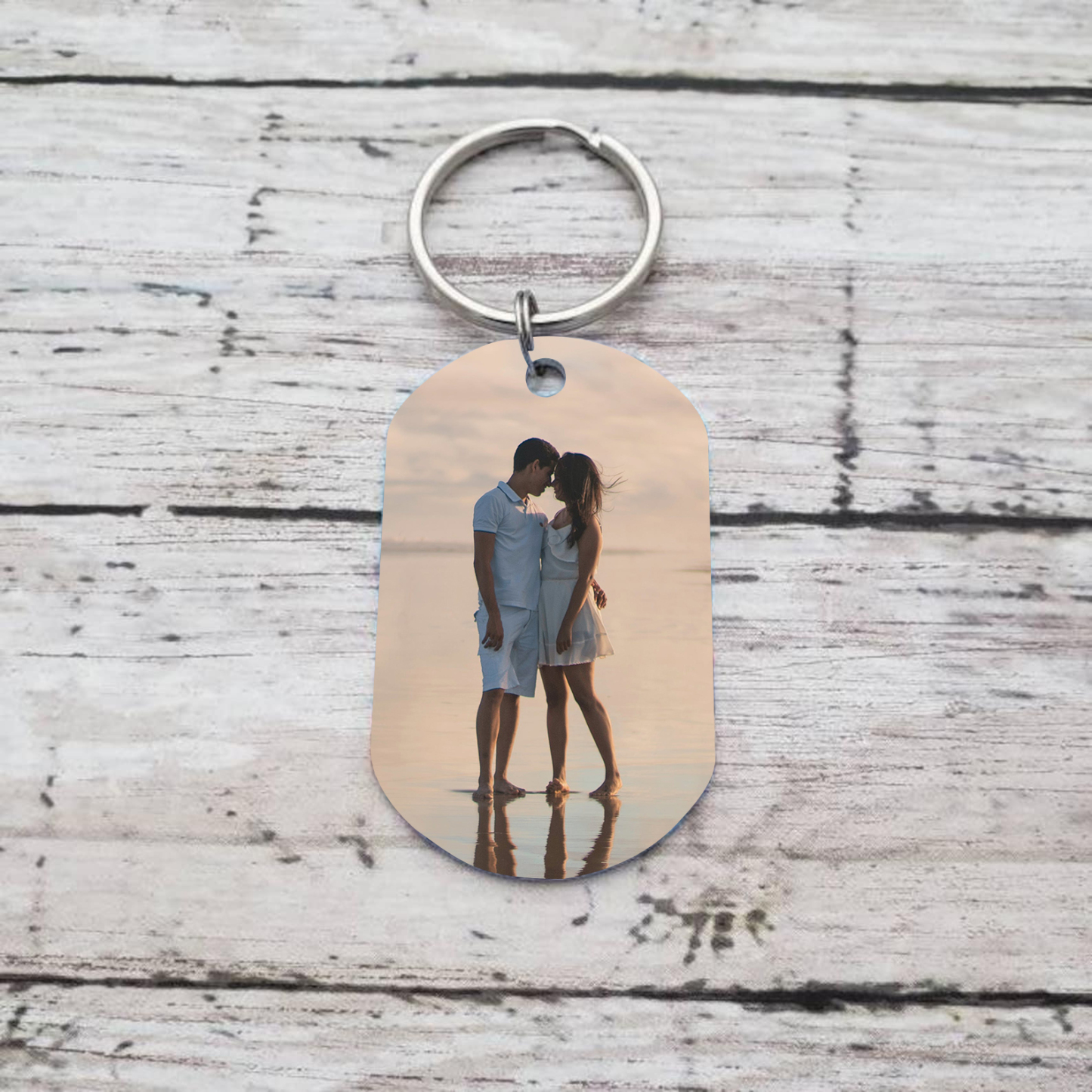 Personalised 2 Names & Photo & Date Keychain Stainless Steel Couple Gift - When We Have Each Other, We Have Everything-Jessemade AU