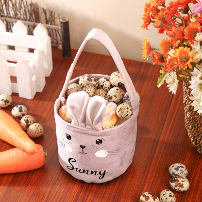 Personalised Bunny Tote Bag Custom Name Bucket Bag Bunny Basket Easter Gifts-Jessemade AU