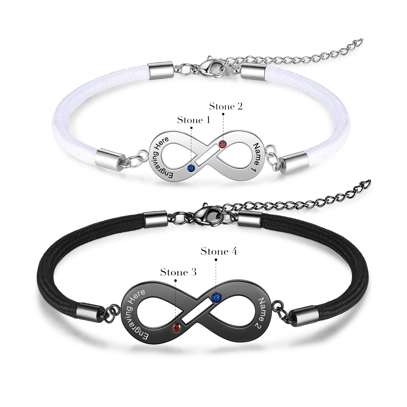 Valentines Day Gifts Personalised Matching Couple Bracelet Custom Names Infinity Love For Couple-Jessemade AU