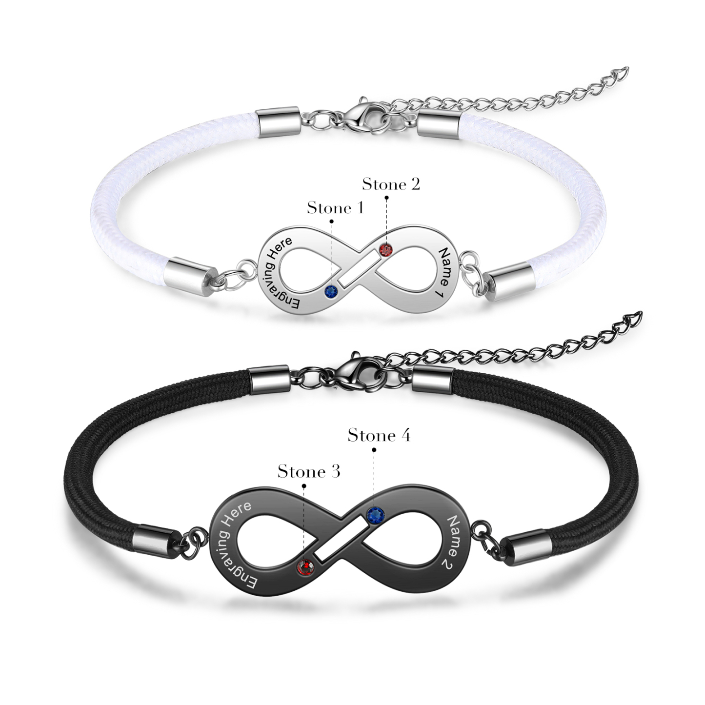 Valentines Day Gifts Personalised Matching Couple Bracelet Custom Names Infinity Love For Couple-Jessemade AU