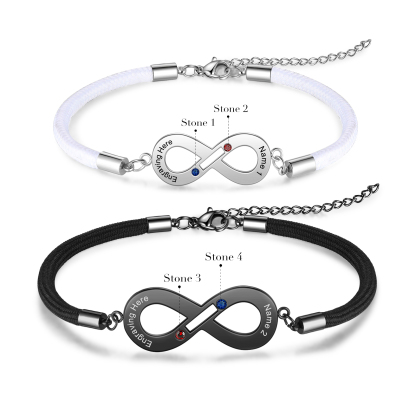 Valentines Day Gifts Personalised Matching Couple Bracelet Custom Names Infinity Love For Couple-Jessemade AU