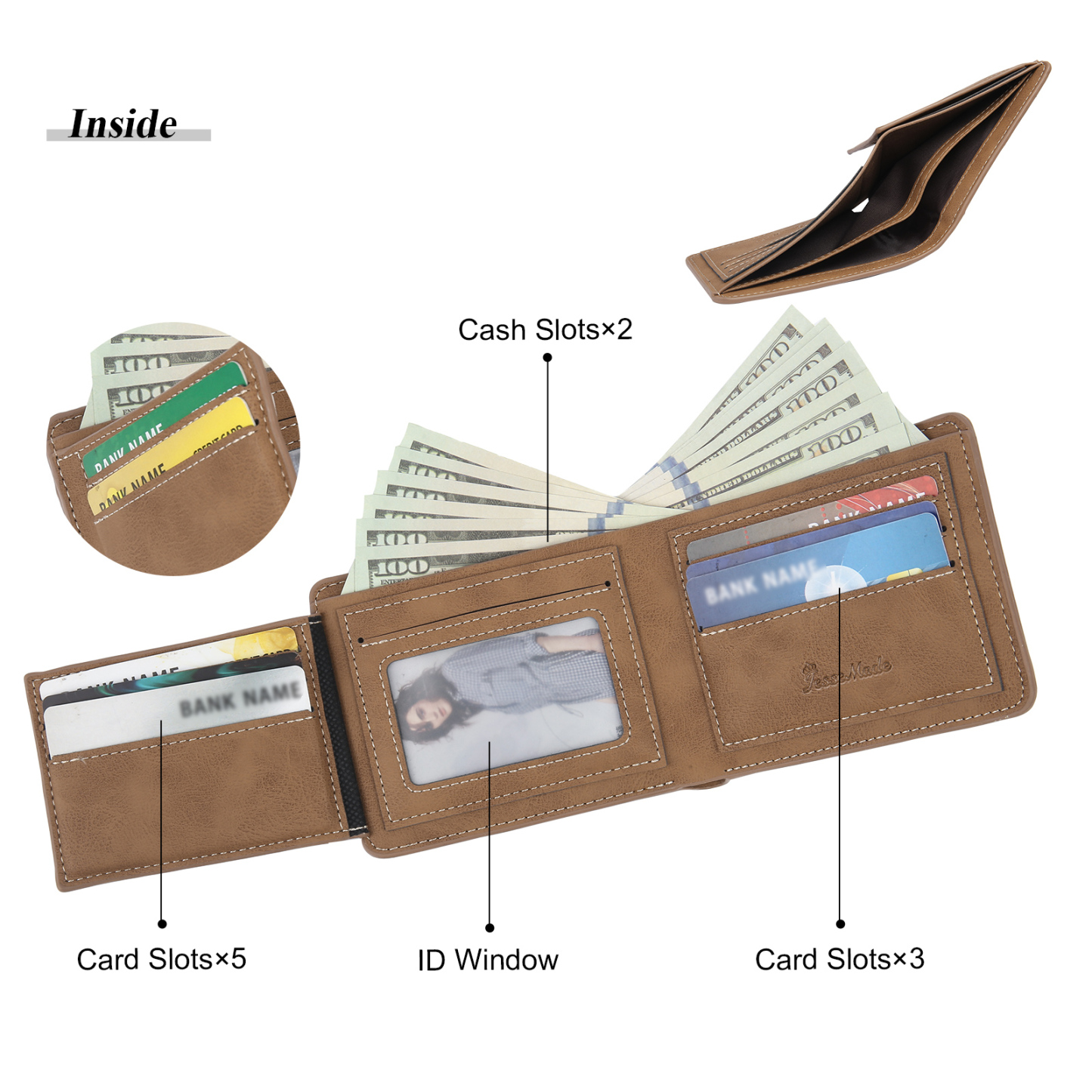 Personalised Monogram Leather Wallet Custom Photo & Name & Letter Wallet Father's Day Gift for Men-Jessemade AU