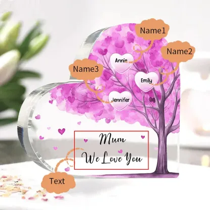 3 Names - Personalised Acrylic Heart Keepsake Custom Text Purple Tree Ornaments Gifts for Grandma/Mother-Jessemade AU