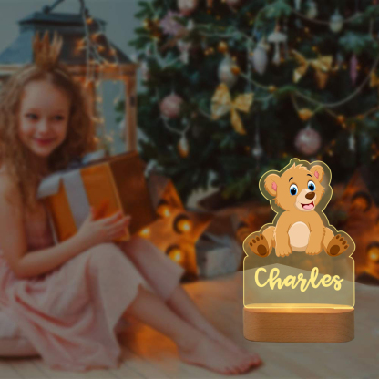 Personalised Name Bear Night Light LED Lamp Gifts For Kids-Jessemade AU