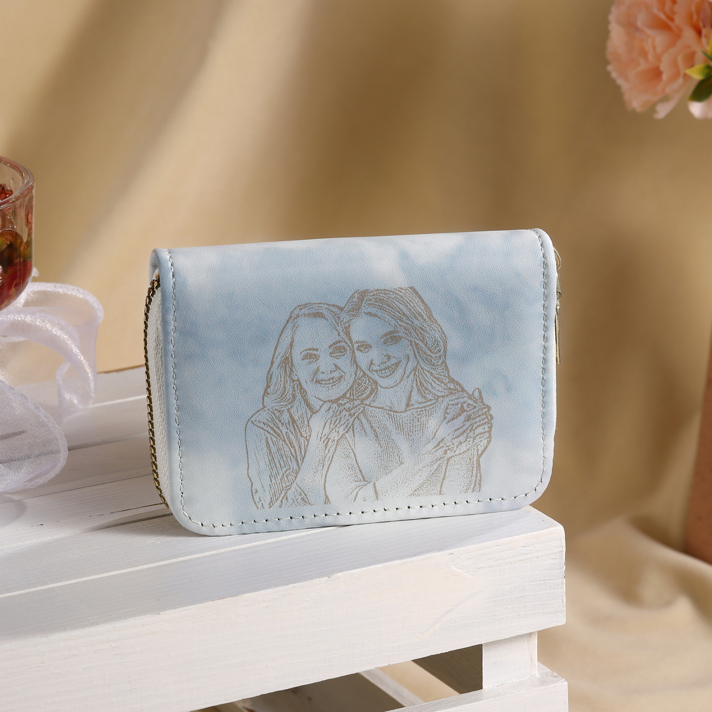 Personalised Women's Leather Wallet Custom Photo & Text Zipper Wallet Accordion Wallet Gift for Her-Jessemade AU