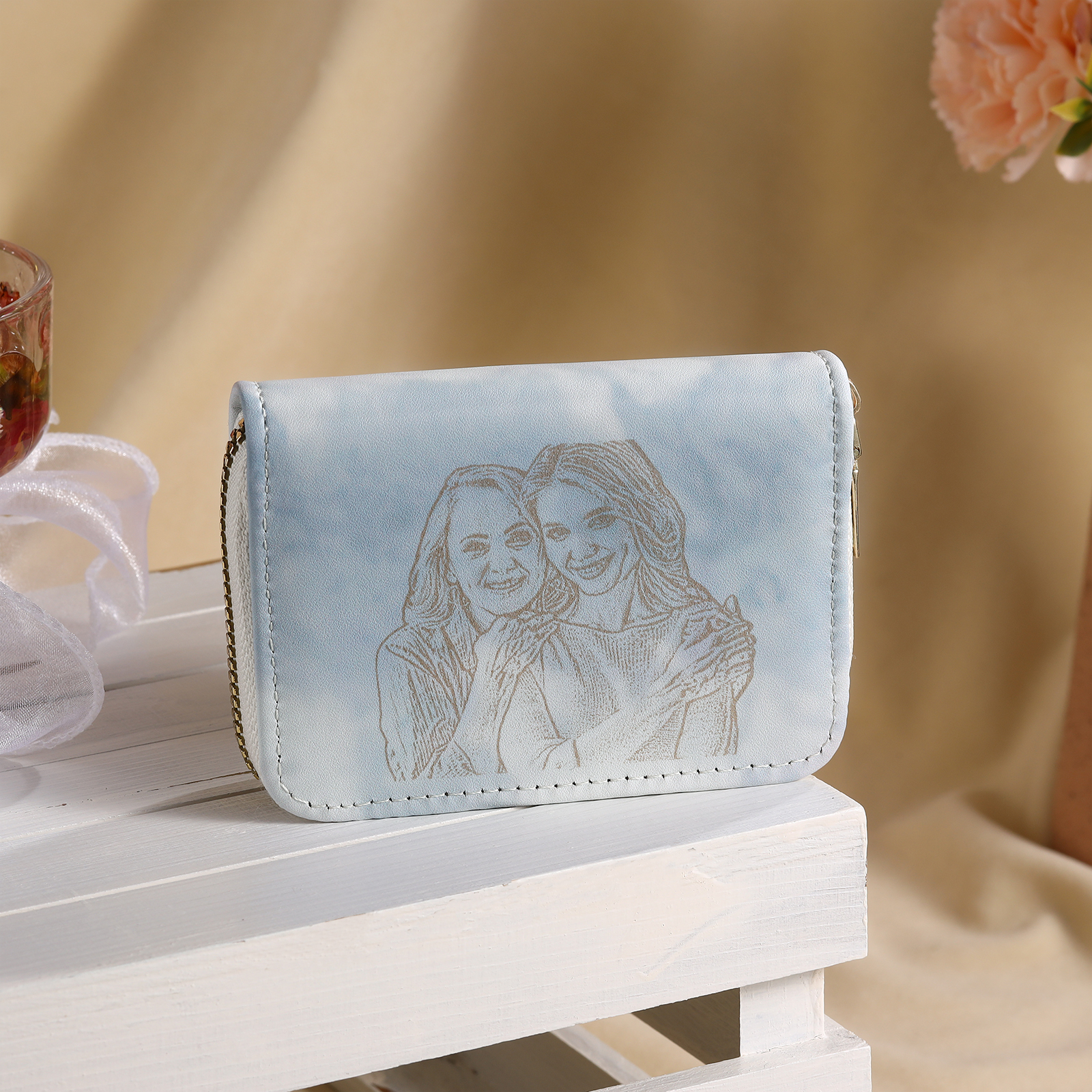 Personalised Women's Leather Wallet Custom Photo & Text Zipper Wallet Accordion Wallet Gift for Her-Jessemade AU