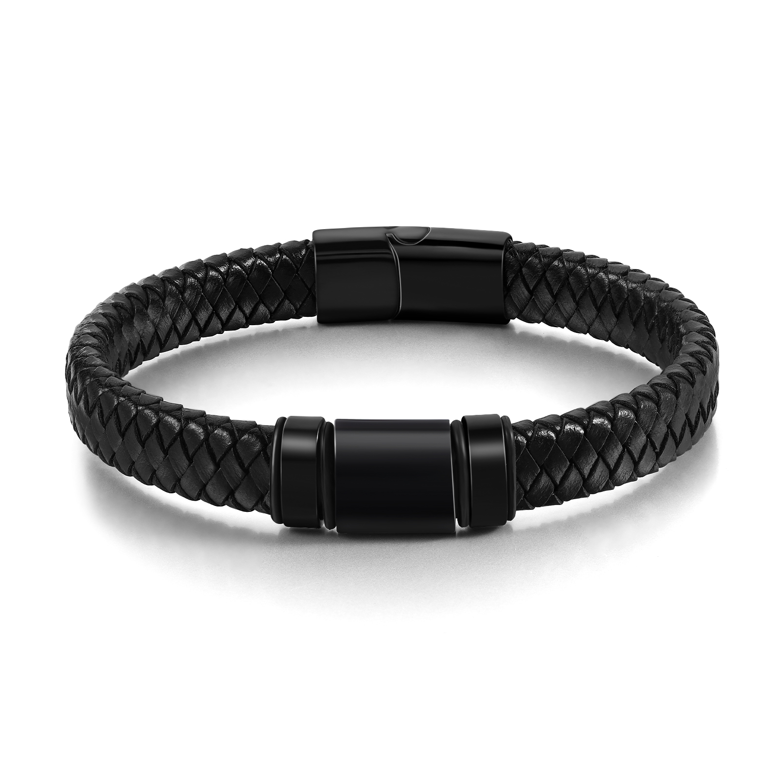 2 Names - Personalised Men's Leather Bracelet Custom Photo Braided Bracelet Gift for Him-Jessemade AU